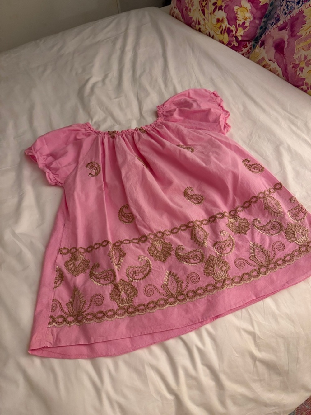 Pink Embroidered Peasant Blouse perfect condition